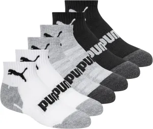 PUMA Boys' 6 Pack Quarter Crew Socks