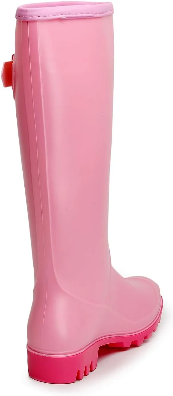 Rain Boots for Women, Waterproof Garden Shoes Womens Rubber Boots, Non-Slip Knee-high Rainboots for Ladies, Lightweight Women Work Tall Fishing Boots, Fashion Mid-Calf Rain Shoes for Outdoor