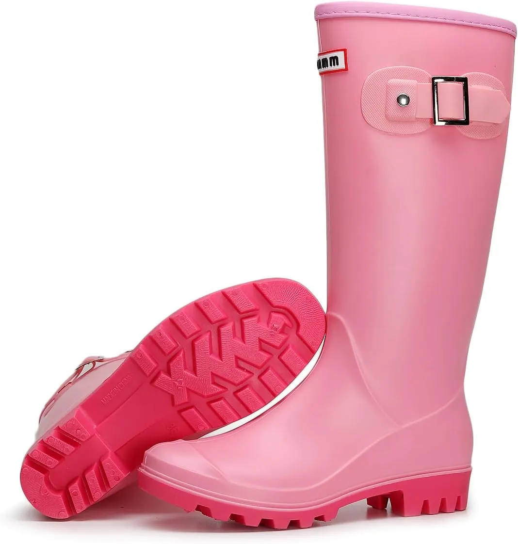 Rain Boots for Women, Waterproof Garden Shoes Womens Rubber Boots, Non-Slip Knee-high Rainboots for Ladies, Lightweight Women Work Tall Fishing Boots, Fashion Mid-Calf Rain Shoes for Outdoor