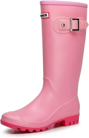 Rain Boots for Women, Waterproof Garden Shoes Womens Rubber Boots, Non-Slip Knee-high Rainboots for Ladies, Lightweight Women Work Tall Fishing Boots, Fashion Mid-Calf Rain Shoes for Outdoor