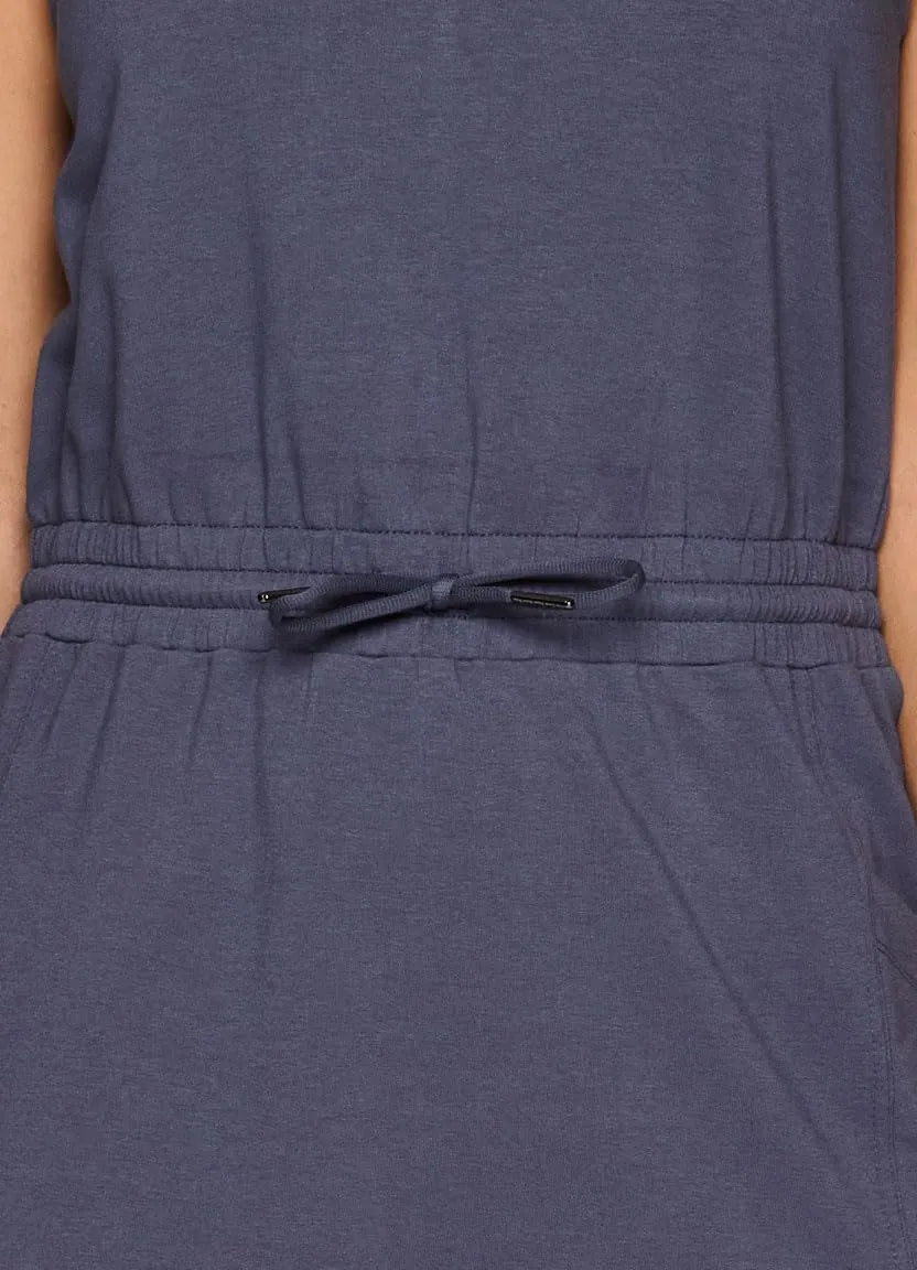 RBX Active Jersey Tank Dress Tunic for Women, Drawstring Waist Lightweight Heathered Cotton Blend Sun Dress with Pockets