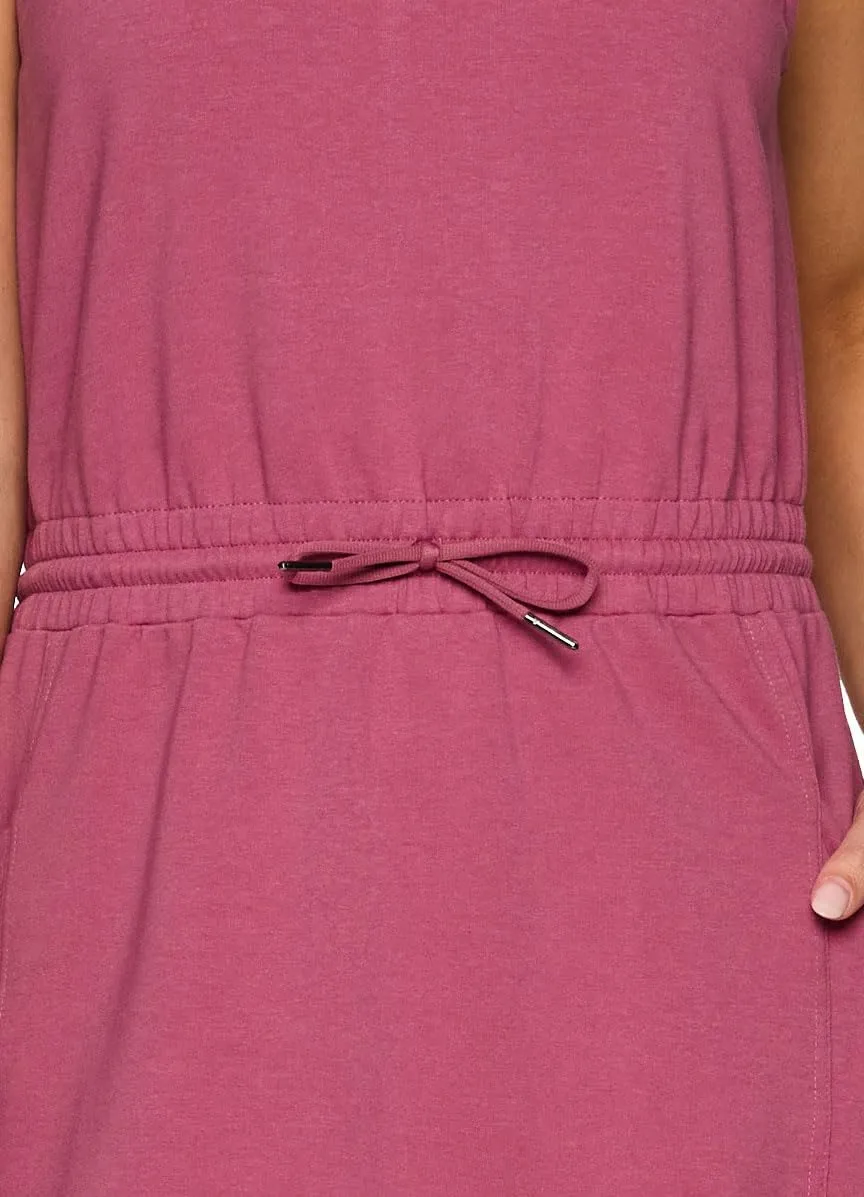 RBX Active Jersey Tank Dress Tunic for Women, Drawstring Waist Lightweight Heathered Cotton Blend Sun Dress with Pockets