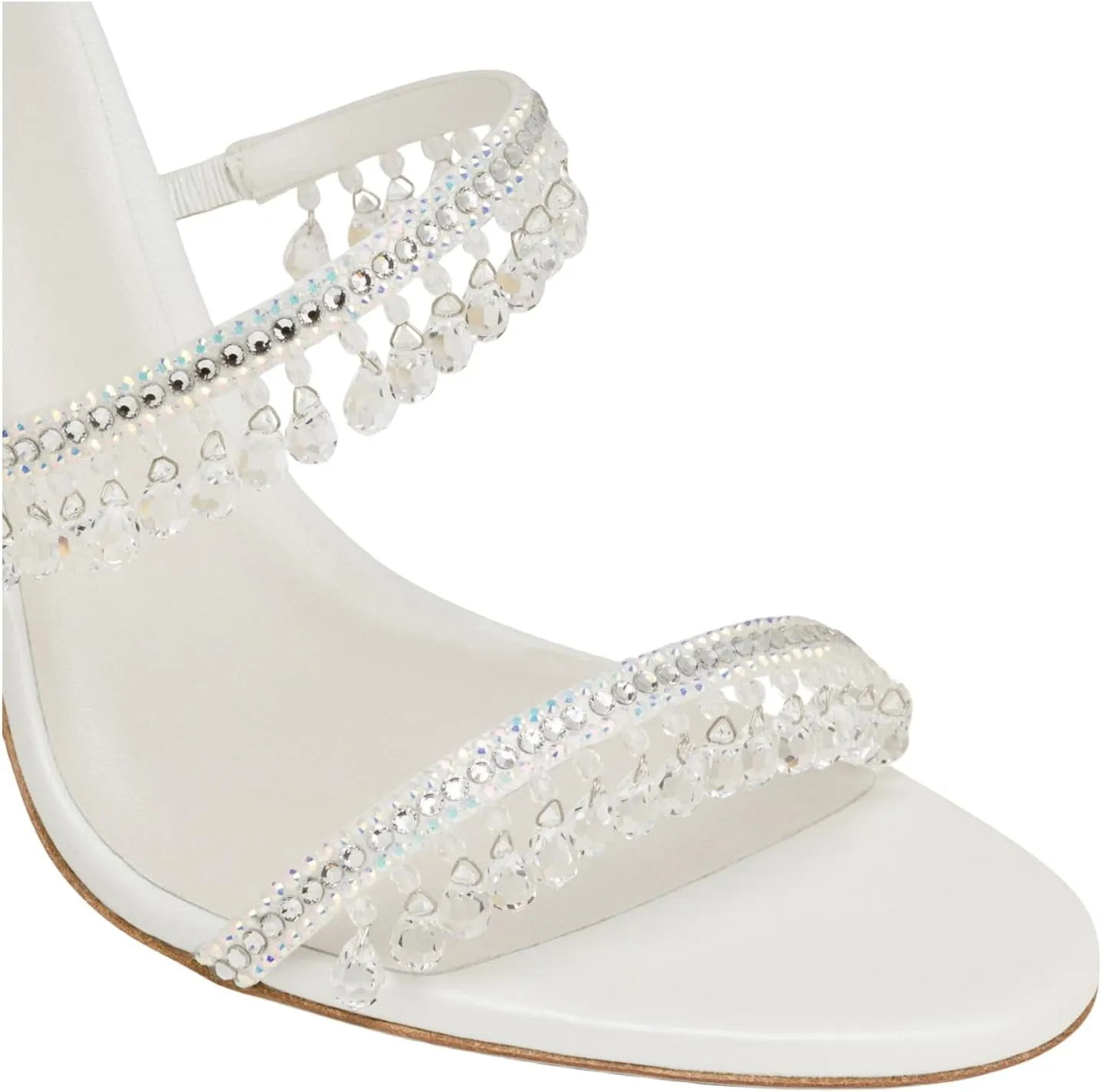 Rhinestone Wrap Around Strappy Stiletto High Heels for Women, Open Round Toe Lace Up Heeled Sandals for Wedding Prom Party Dress