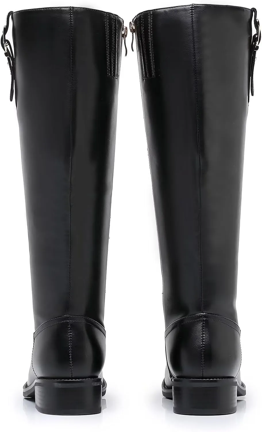 Riding Boots for Women Knee High Boots Round Toe Motorcycle Low Chunky Heel Boots for Women