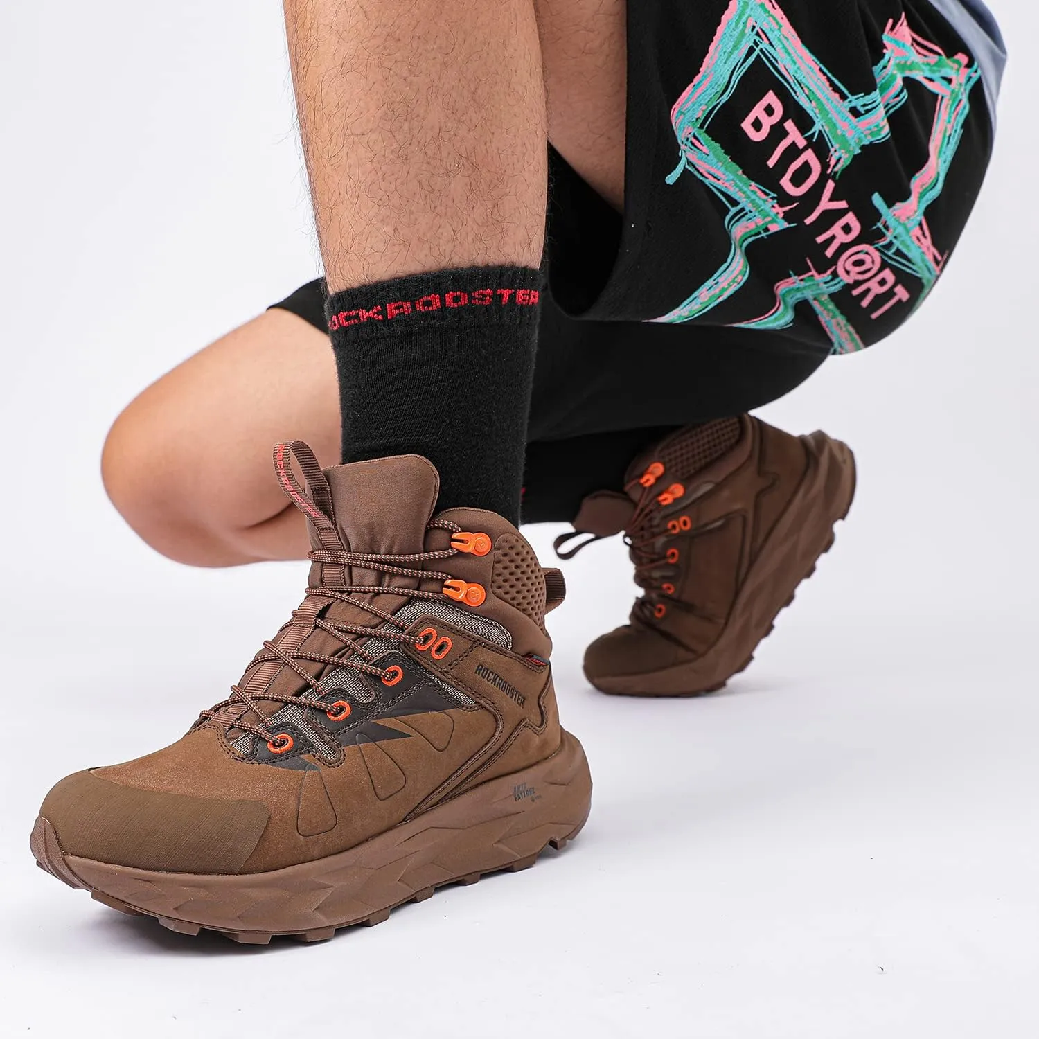 ROCKROOSTER Farmington 2 Waterproof Hiking Boots for Men, 6" Anti-Fatigue Outdoor Nubuck Leather Shoes