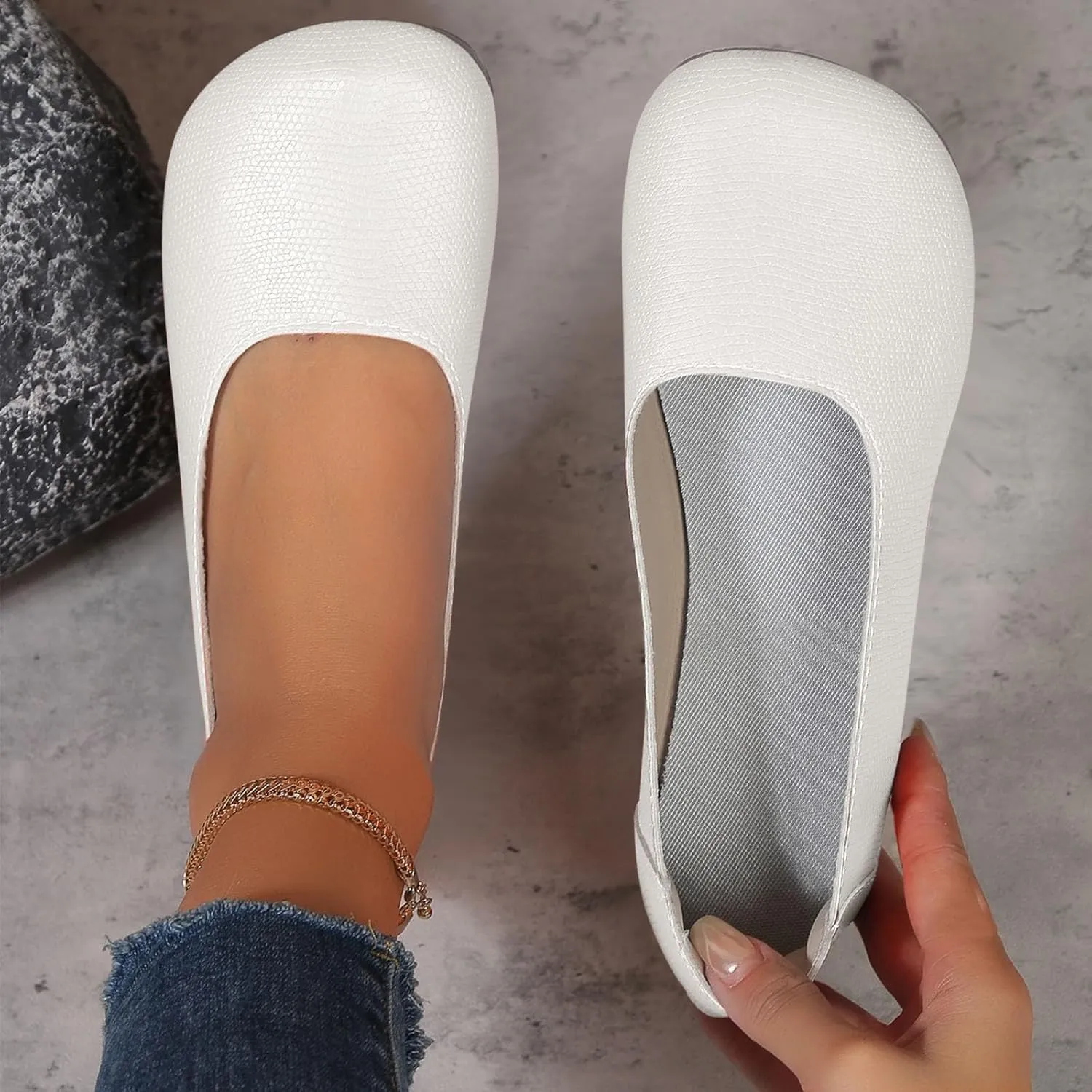 Round Toe Women Flat Shoes Slip on Dress Ballet Flats Shoes Women Comfort Solid Flat Shoe Close Toe Slingback Work Moccasins Comfortable Lightweight Breathable Going Out Footwear