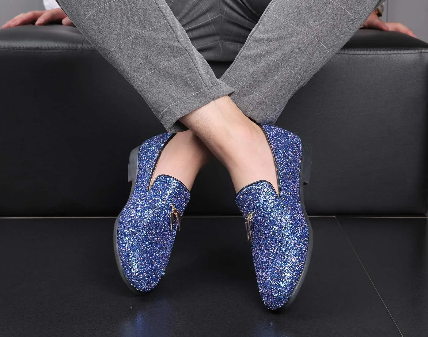 Santimon Mens Loafers Dress Shoes Slip On Driving Shoes Tuxedo Suit Shoes