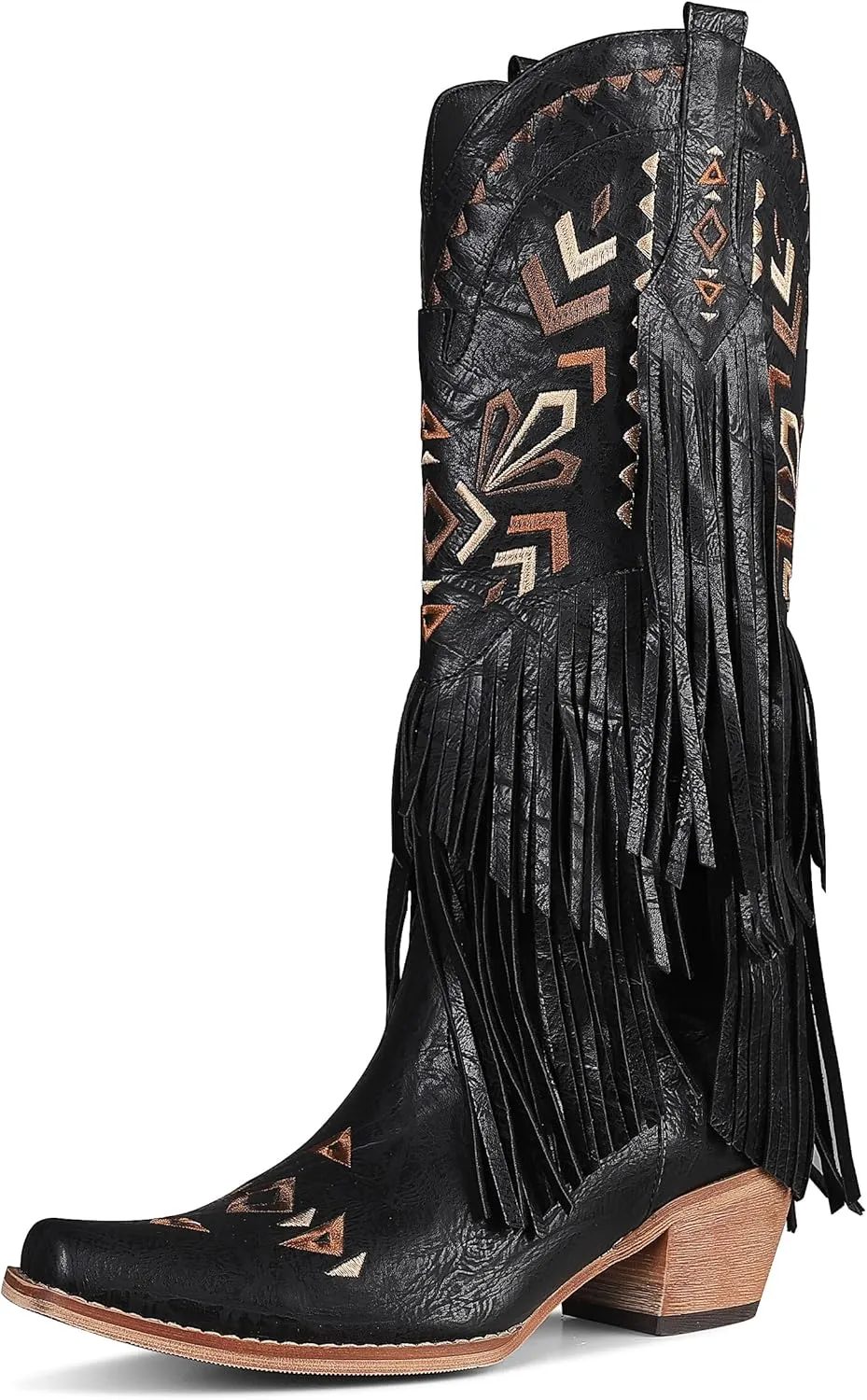 SaraIris Women's Cowgirl Boots Knee High Fringe Boots
