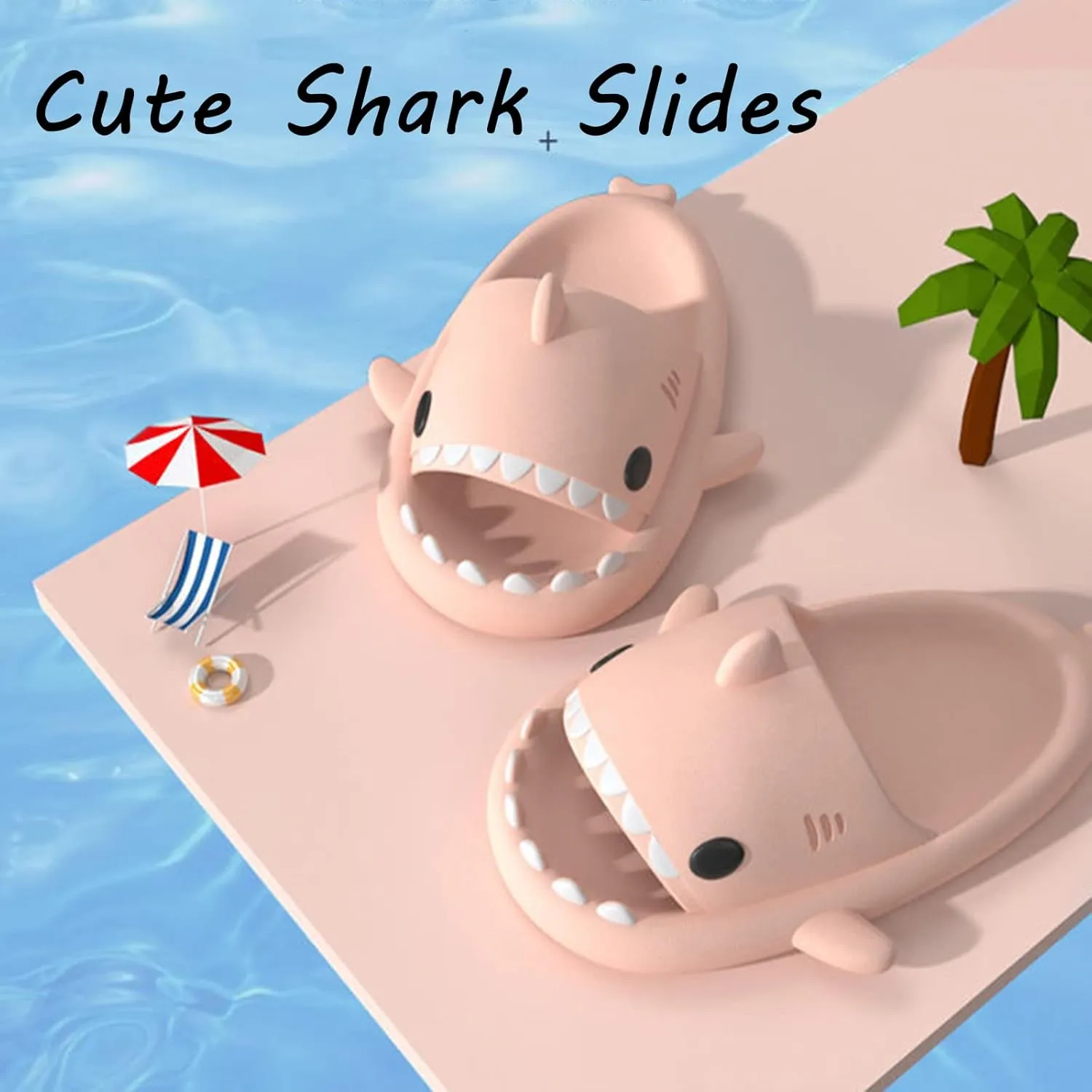 sharllen Shark Sandals Slides for Women Men Cute Novelty Cartoon Anti-Slip Open Toe Slides Summer Lightweight Shark Sandals