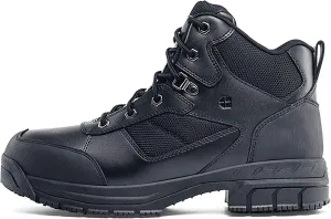 Shoes for Crews Voyager II, Men's, Women's, Unisex Steel Toe (ST) Work Boots, Slip Resistant, Water Resistant, Black, Men's 5 / Women's 6.5