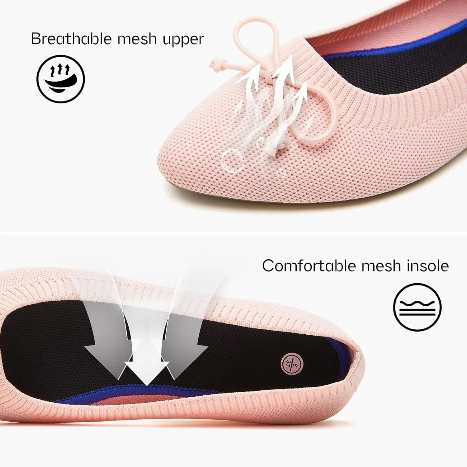 Shupua Women's Flats Black Flats Shoes Pointed Toe Ballet Flats Comfortable Bow Girls Flats Dressy
