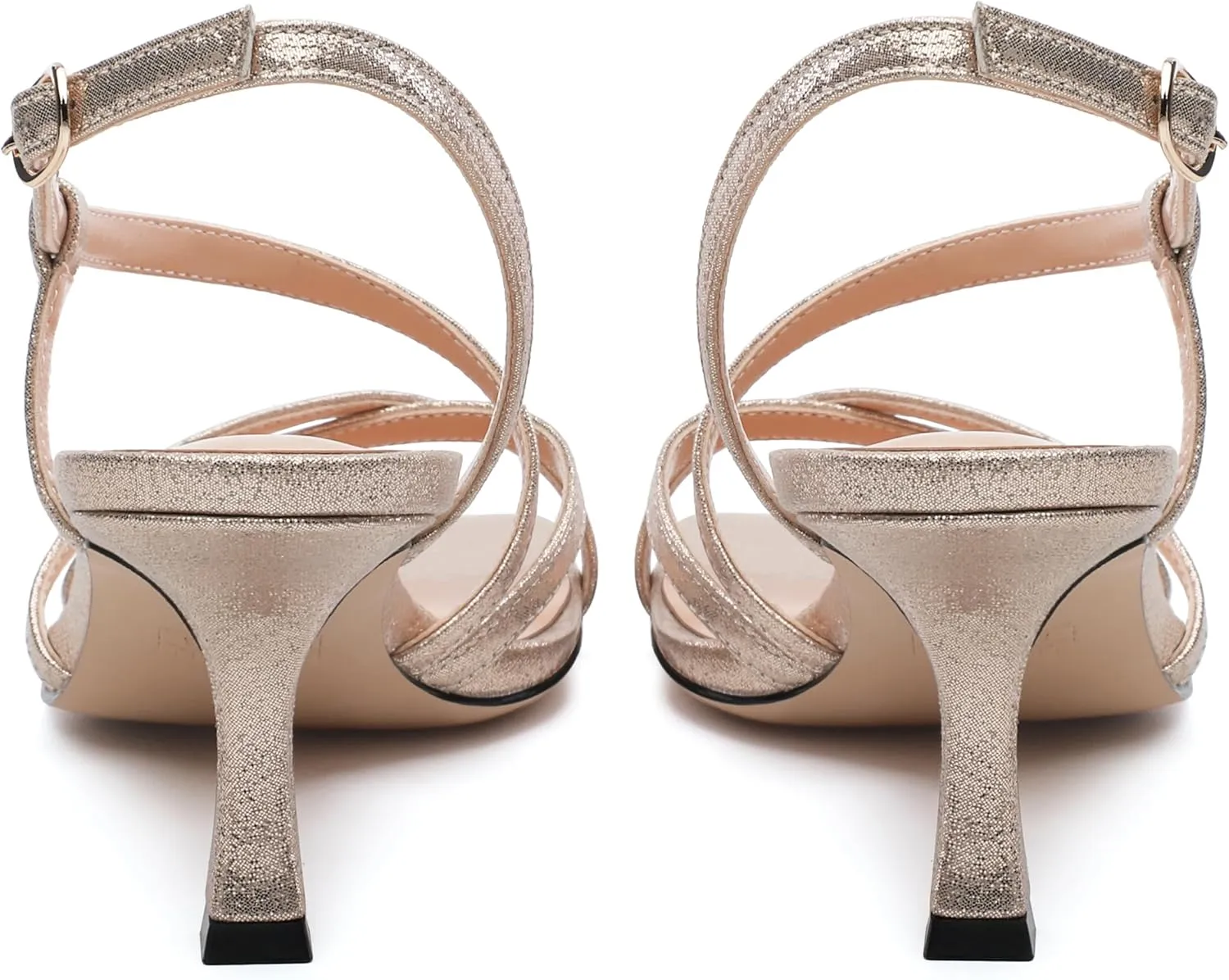 SKYSTERRY Women's Mid Kitten Strappy Sandals Square Open Toe Ankle Buckle Slingback Patent Heels Sexy Dress Wedding Party Daily-Life Shoes For Women 2.5 Inch