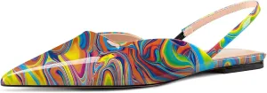 Slingback Flats for Women Pointed Toe Slip On Low Heel Pumps for Office Casual 0.4 Inches Heels