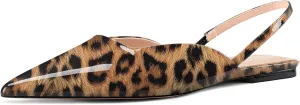 Slingback Flats for Women Pointed Toe Slip On Low Heel Pumps for Office Casual 0.4 Inches Heels