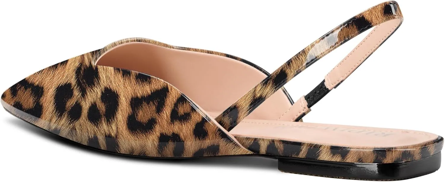 Slingback Flats for Women Pointed Toe Slip On Low Heel Pumps for Office Casual 0.4 Inches Heels