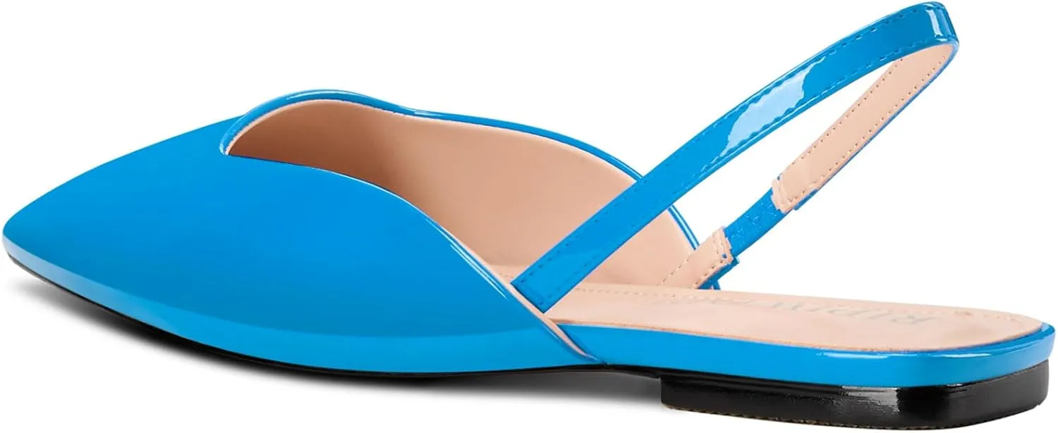 Slingback Flats for Women Pointed Toe Slip On Low Heel Pumps for Office Casual 0.4 Inches Heels