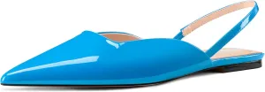 Slingback Flats for Women Pointed Toe Slip On Low Heel Pumps for Office Casual 0.4 Inches Heels