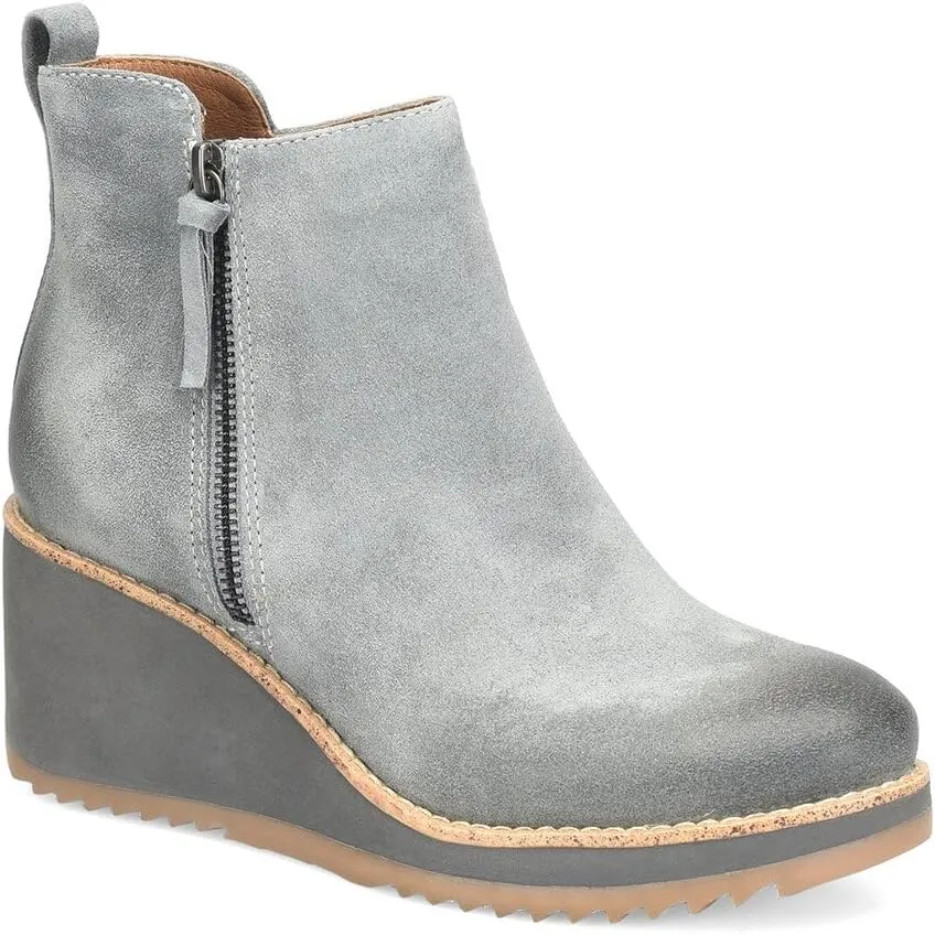 Sofft Womens Emeline Zipper Suede Wedge Boots