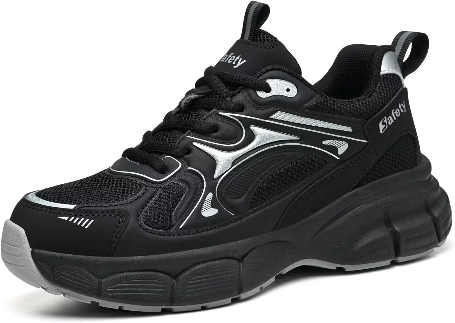 Steel Toe Shoes for Women Safety Shoes Wide fit Indestructible Work Sneakers Men Lightweight Slip on Resistant Breathable Puncture Proof Composite Toe Shoe Black White