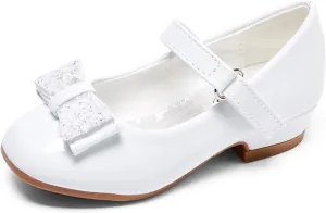 Stelle Girls Dress Shoes Toddler White Flower Girl Low Heels Mary Jane Flat for School Uniform Wedding(Little/Big Kid)