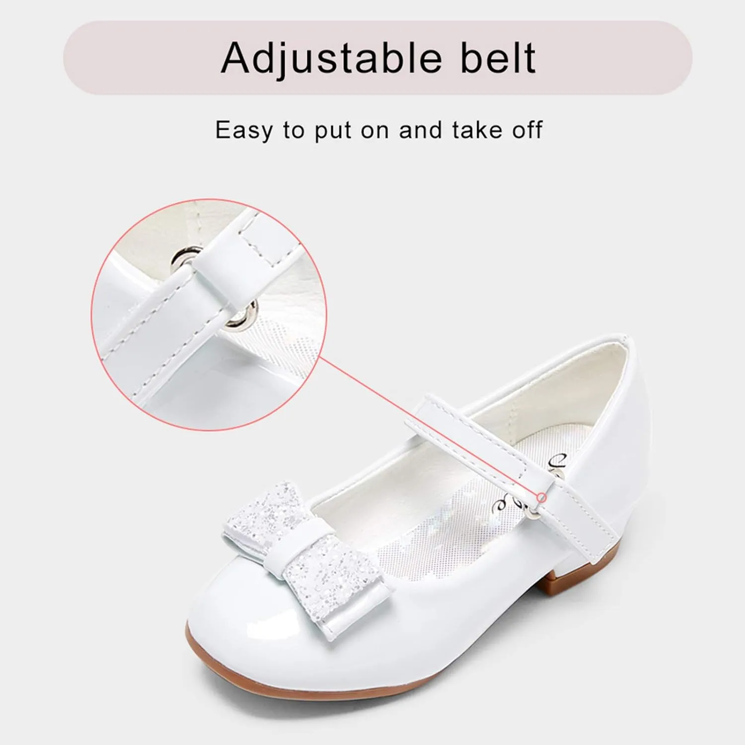 Stelle Girls Dress Shoes Toddler White Flower Girl Low Heels Mary Jane Flat for School Uniform Wedding(Little/Big Kid)
