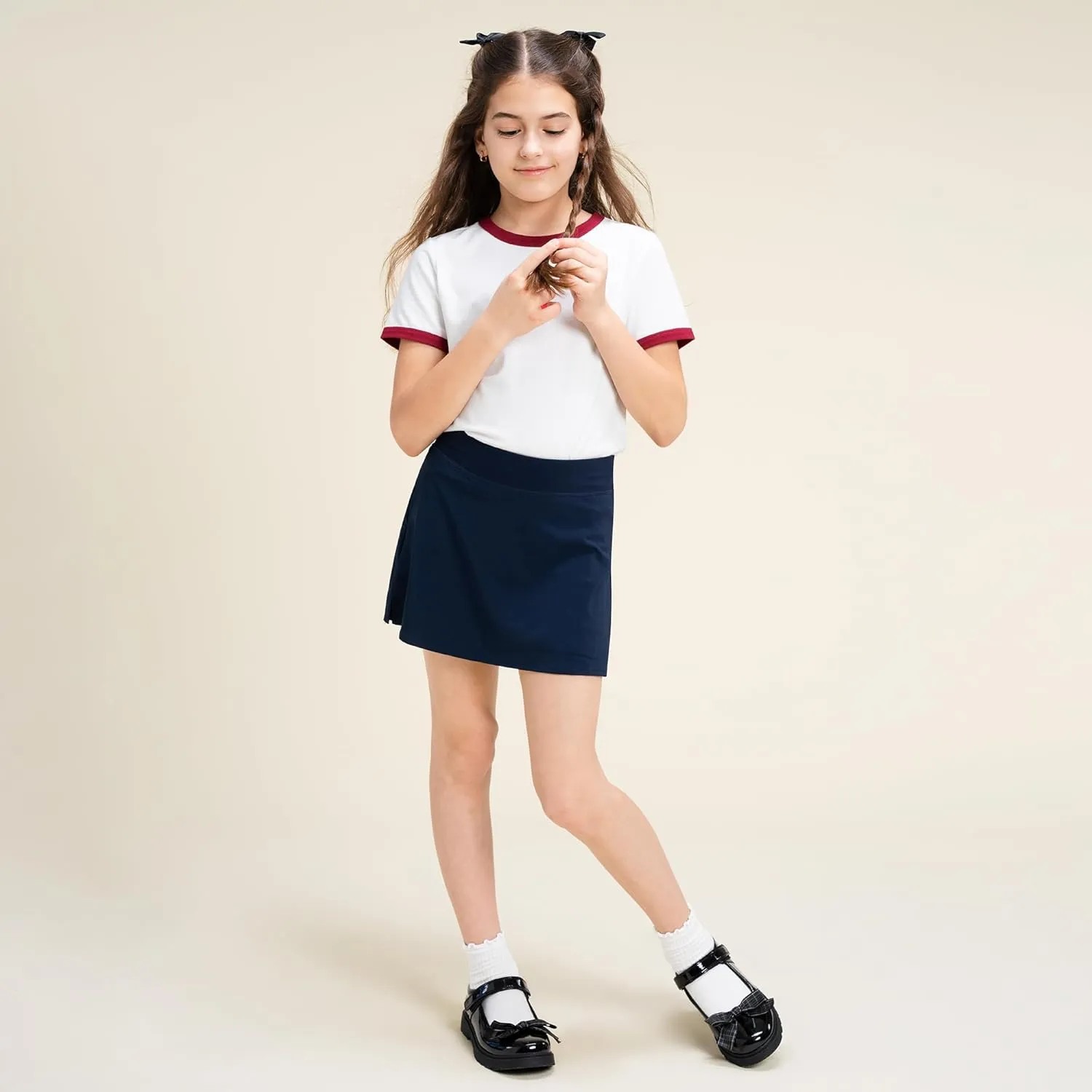 Stelle School Shoes for Girls Mary Jane Uniform Dress Shoes Detachable Bow Chunky Ballerina Wedding (Little/Big Kids)
