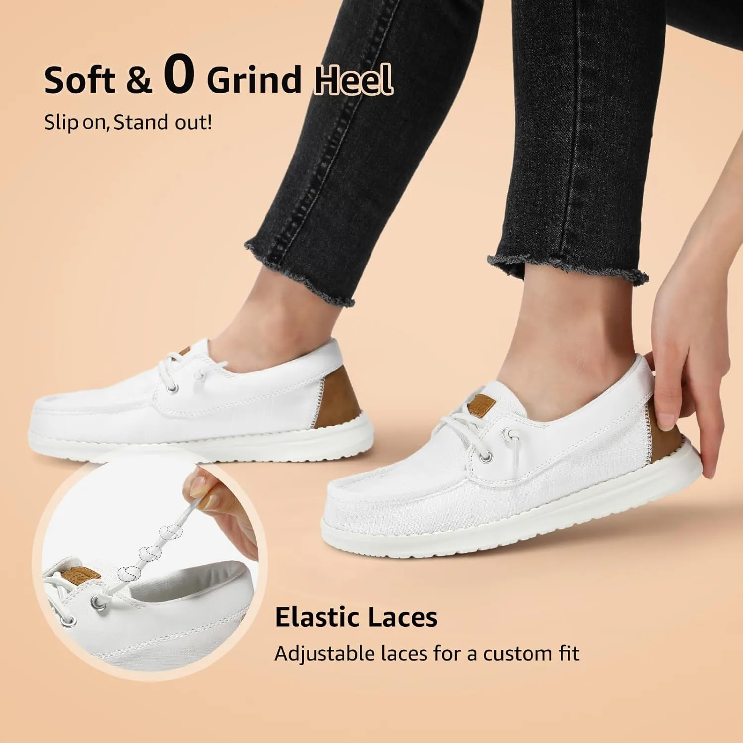 STQ Women's Boat Shoes with Orthopedic Insole Slip On Business Casual Shoes for Plantar Fasciitis Lightweight Loafers