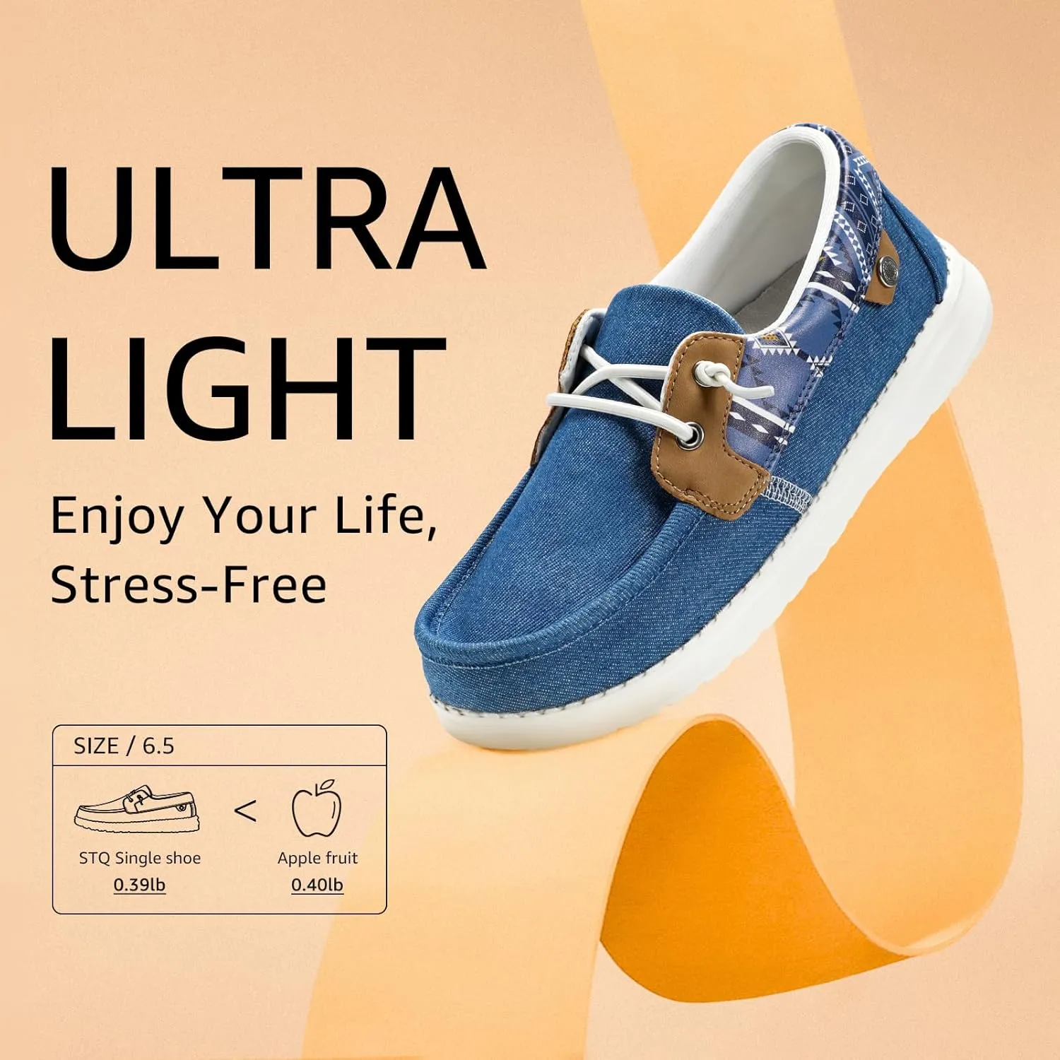 STQ Women's Boat Shoes with Orthopedic Insole Slip On Business Casual Shoes for Plantar Fasciitis Lightweight Loafers