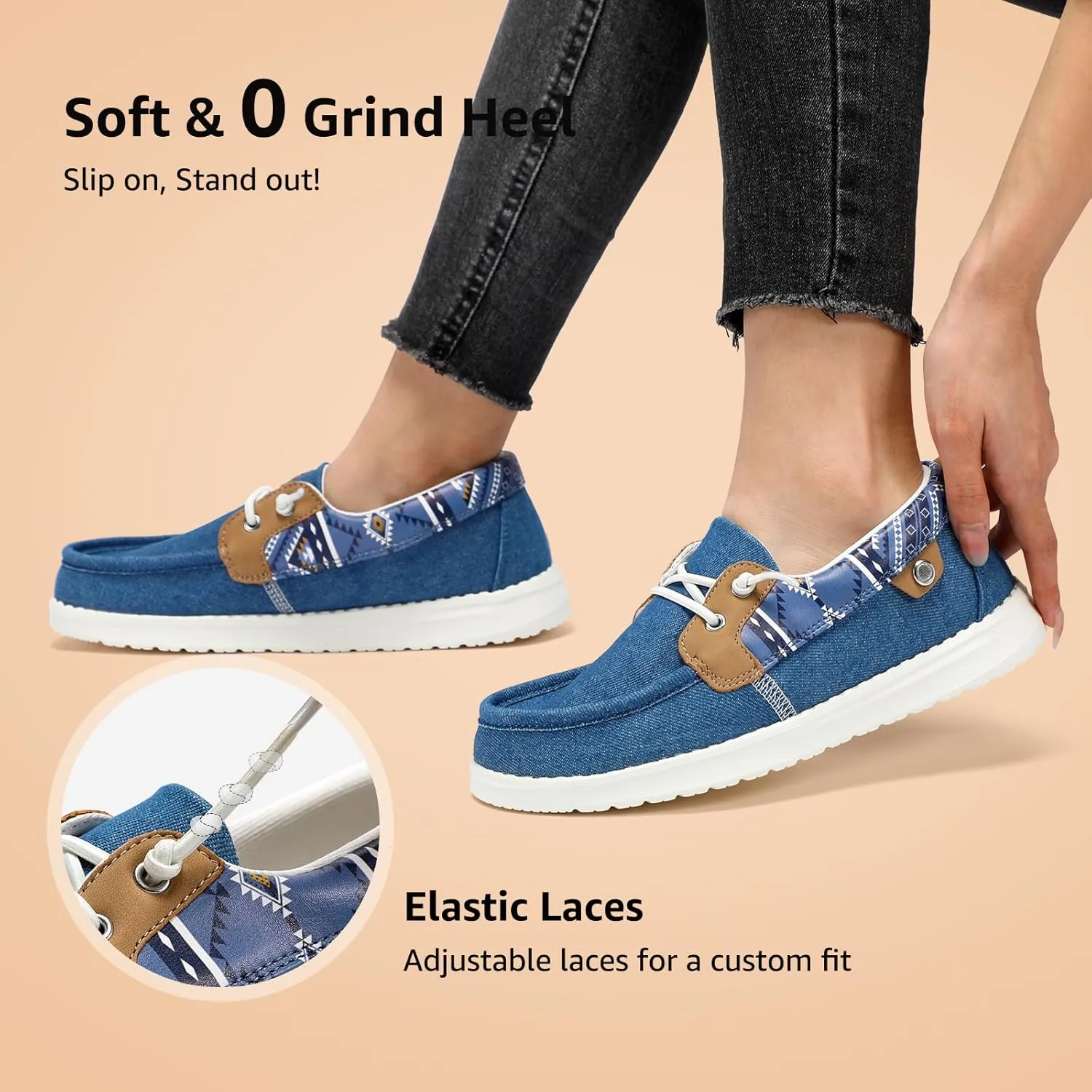 STQ Women's Boat Shoes with Orthopedic Insole Slip On Business Casual Shoes for Plantar Fasciitis Lightweight Loafers