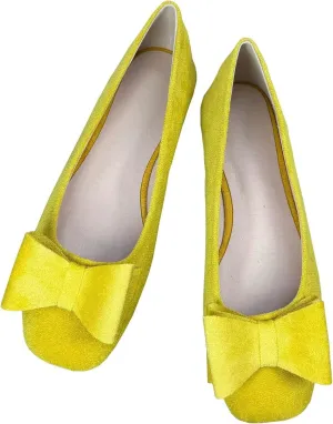 Stunner Square Toe Ballets Flats for Women Casual Sweety Style Slip on Dressy Bowknot Ballerina Shoes