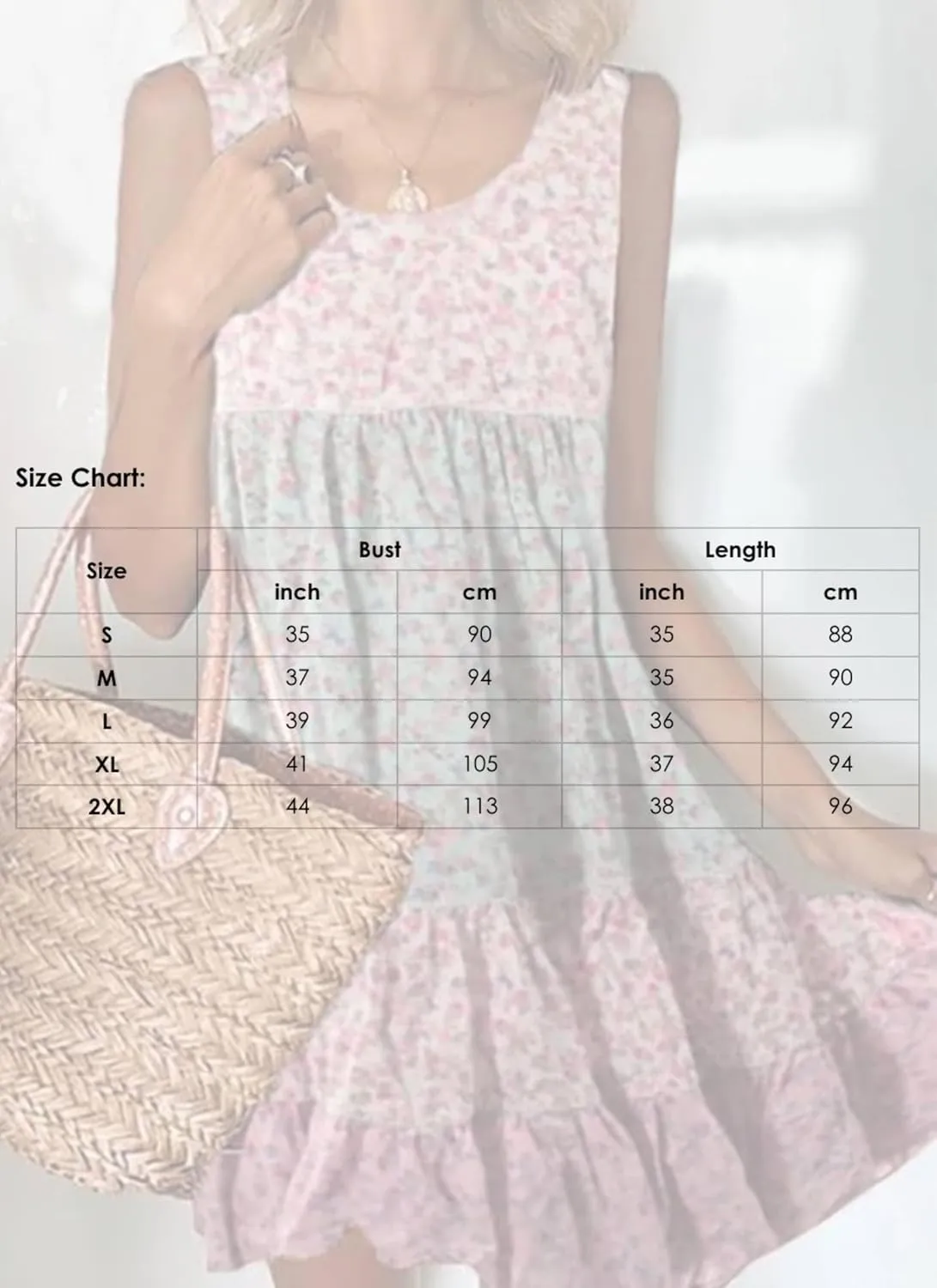 Summer Dress for Women Scoop Neck Sleeveless Mini Dress Layered Print Shift Dresses Casual Dresses