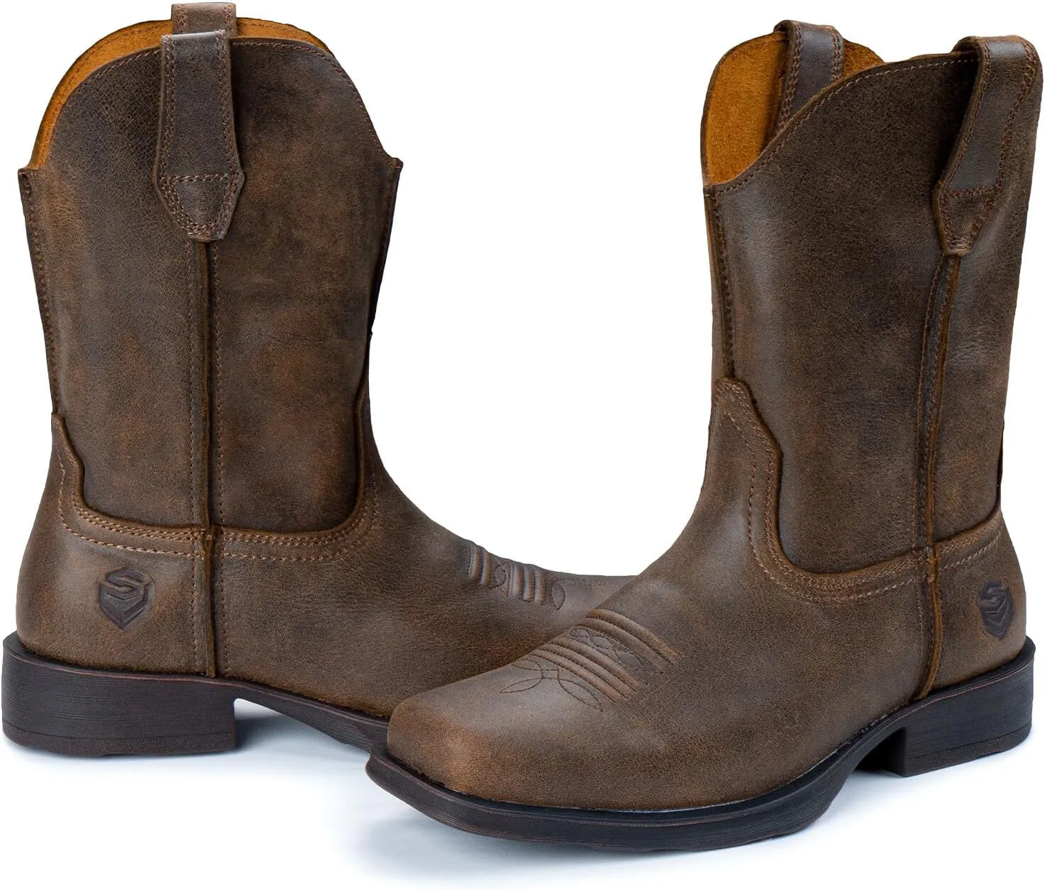 SUREWAY Men's 10 inch Western Cowboy Work Boots for Men Square Toe,Premium Full Grain Leather,Goodyear Welted,Superior Oil/Slip/Water Resistant