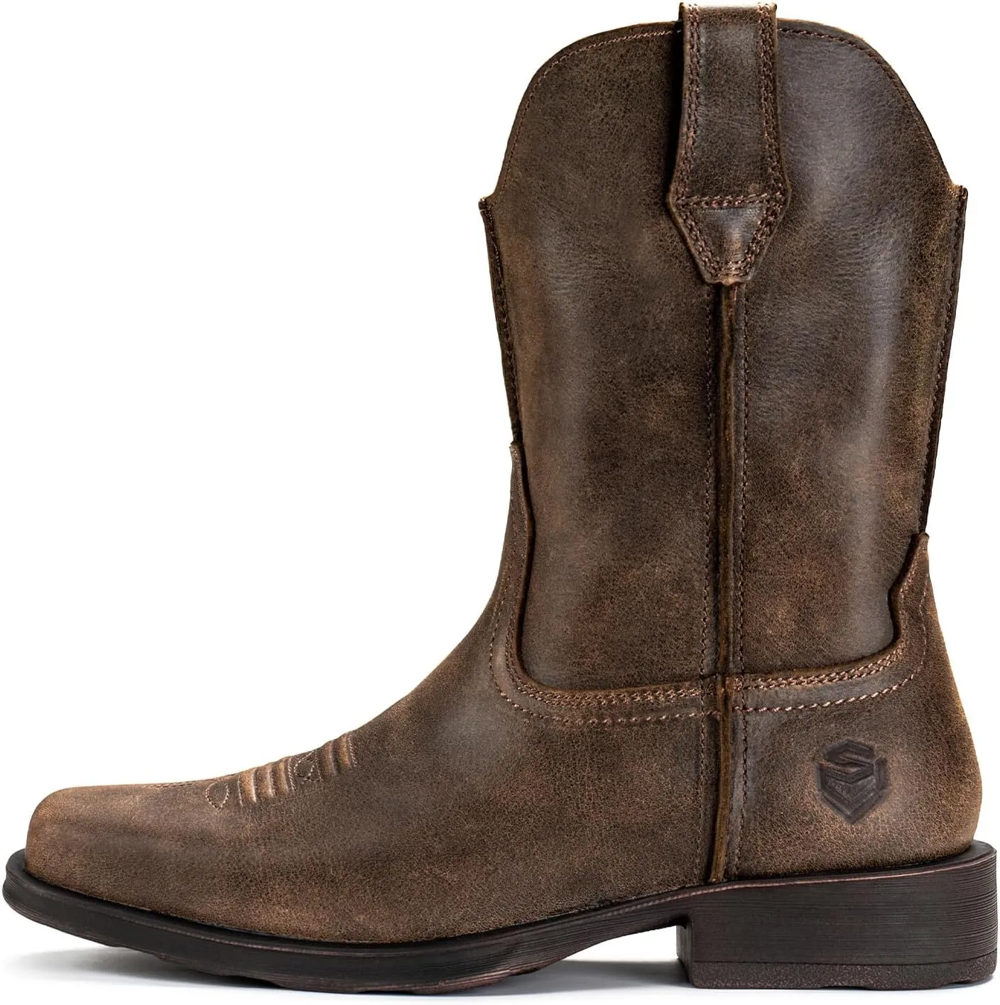 SUREWAY Men's 10 inch Western Cowboy Work Boots for Men Square Toe,Premium Full Grain Leather,Goodyear Welted,Superior Oil/Slip/Water Resistant