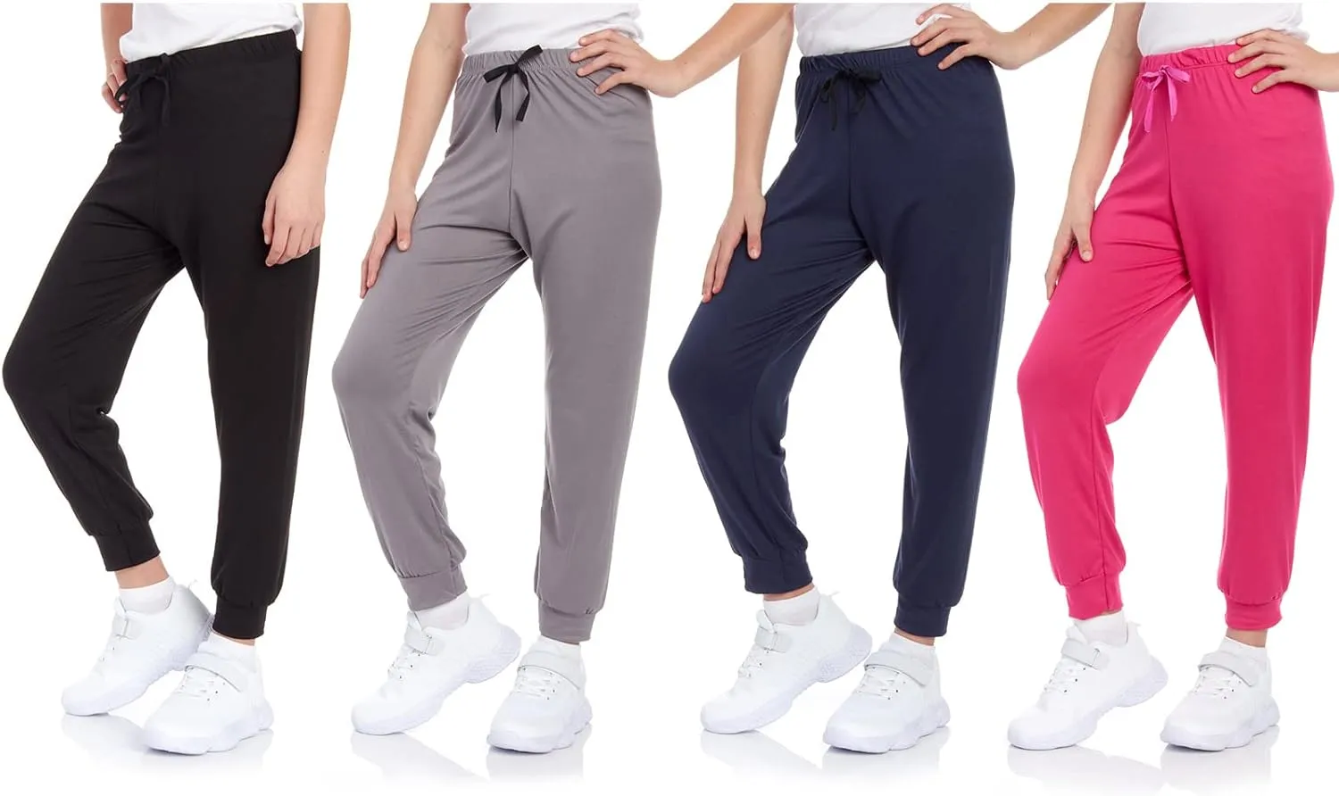 Sweet Hearts Girls Sweatpants - 4 Pack Super Soft Girls' Activewear Performance Jogger Pants: Made in USA (Sizes: 7-16)