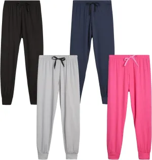 Sweet Hearts Girls Sweatpants - 4 Pack Super Soft Girls' Activewear Performance Jogger Pants: Made in USA (Sizes: 7-16)