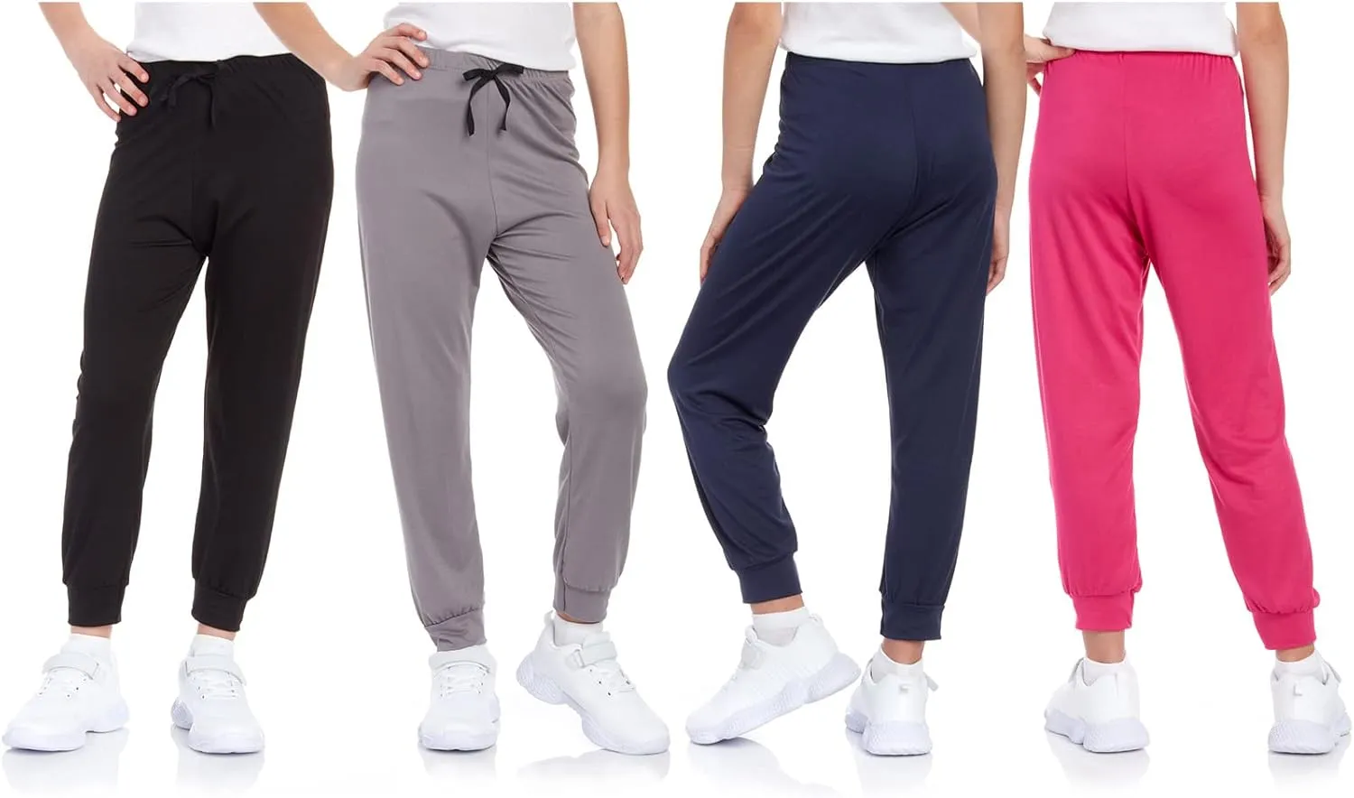 Sweet Hearts Girls Sweatpants - 4 Pack Super Soft Girls' Activewear Performance Jogger Pants: Made in USA (Sizes: 7-16)