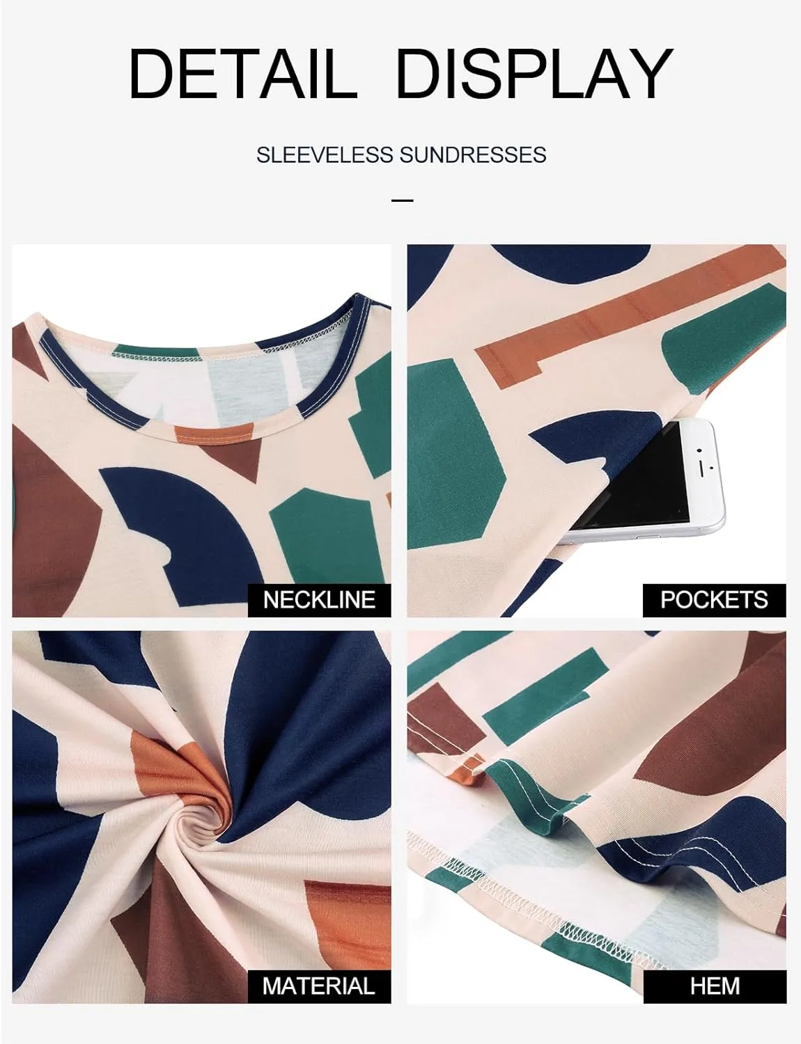 Tanst Sky Summer Dresses for Women 2025 Casual Sleeveless Sundresses Tank Dress Mini Loose Beach Cover Up with Pockets