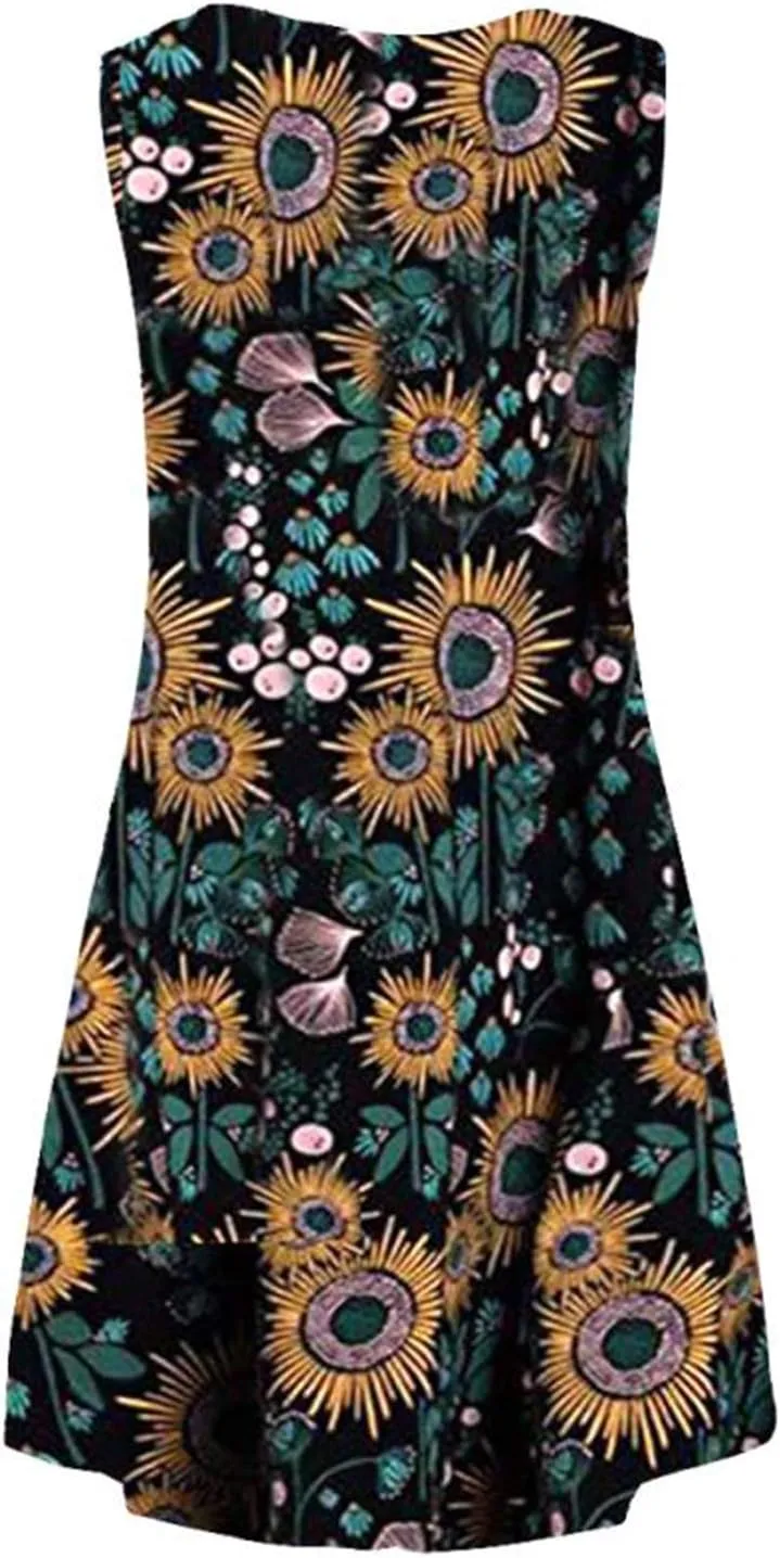 Tanst Sky Summer Dresses for Women 2025 Casual Sleeveless Sundresses Tank Dress Mini Loose Beach Cover Up with Pockets