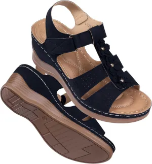 TEMOFON Womens Sandals Wedge Platform: Summer Ankle Strap Open Toe Wedge - Dressy Sandals Women - Comfortable Walking Low Sandal