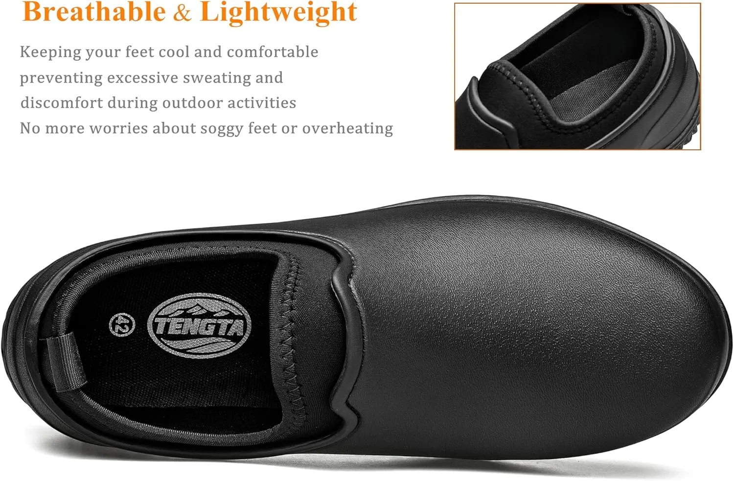 TENGTA Men's Garden Shoes Waterproof Slip On Mud Rain Boots for Women Lightweight Grass Cutting Shoes