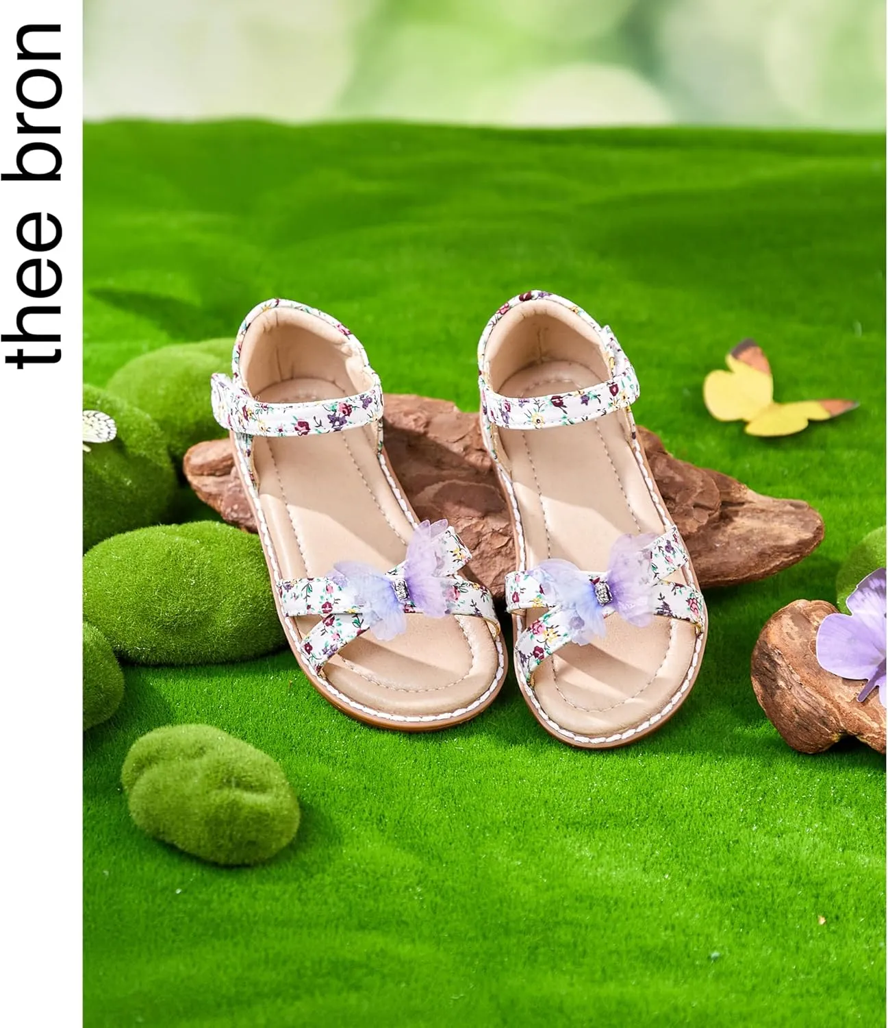 THEE BRON Toddler Girls Dress Sandals Kids Butterfly Floral Summer Sandalias Shoes