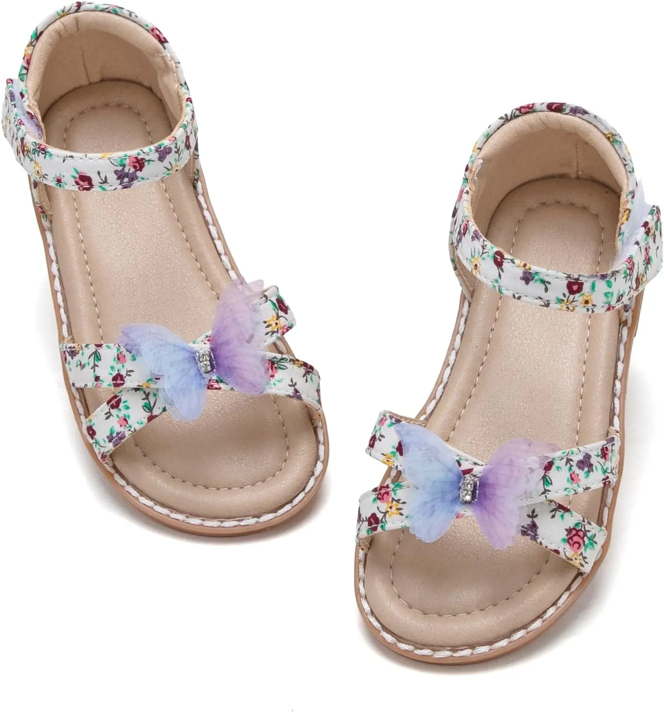 THEE BRON Toddler Girls Dress Sandals Kids Butterfly Floral Summer Sandalias Shoes
