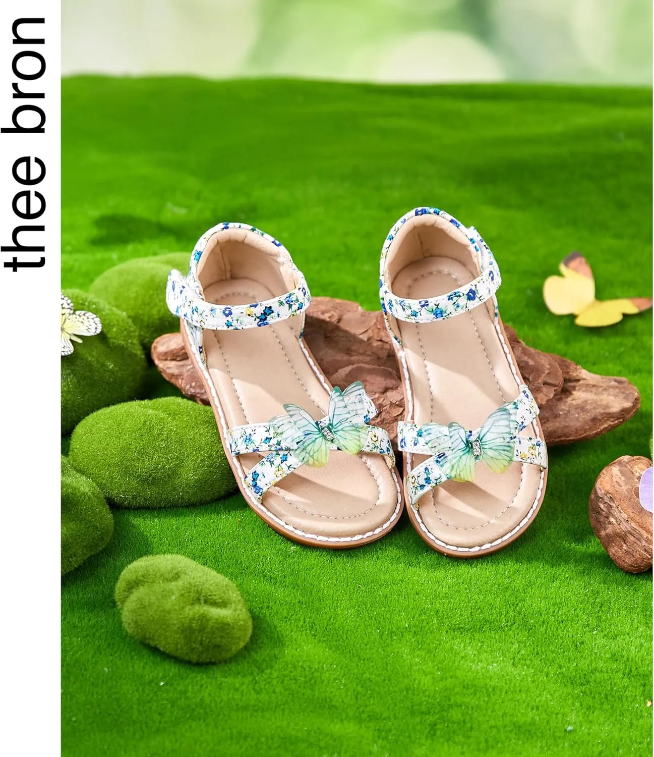 THEE BRON Toddler Girls Dress Sandals Kids Butterfly Floral Summer Sandalias Shoes