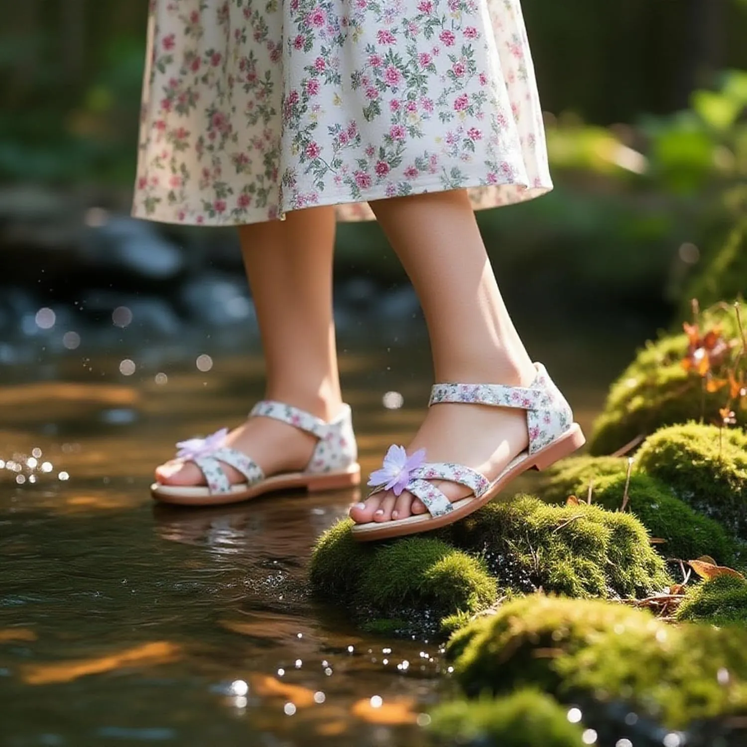 THEE BRON Toddler Girls Dress Sandals Kids Butterfly Floral Summer Sandalias Shoes
