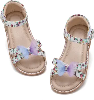 THEE BRON Toddler Girls Dress Sandals Kids Butterfly Floral Summer Sandalias Shoes