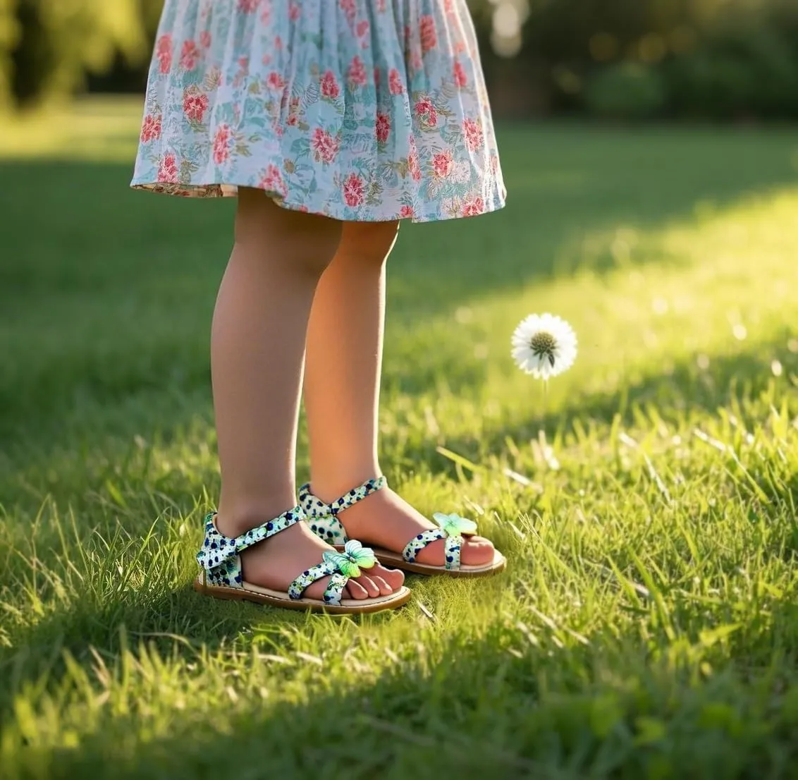 THEE BRON Toddler Girls Dress Sandals Kids Butterfly Floral Summer Sandalias Shoes