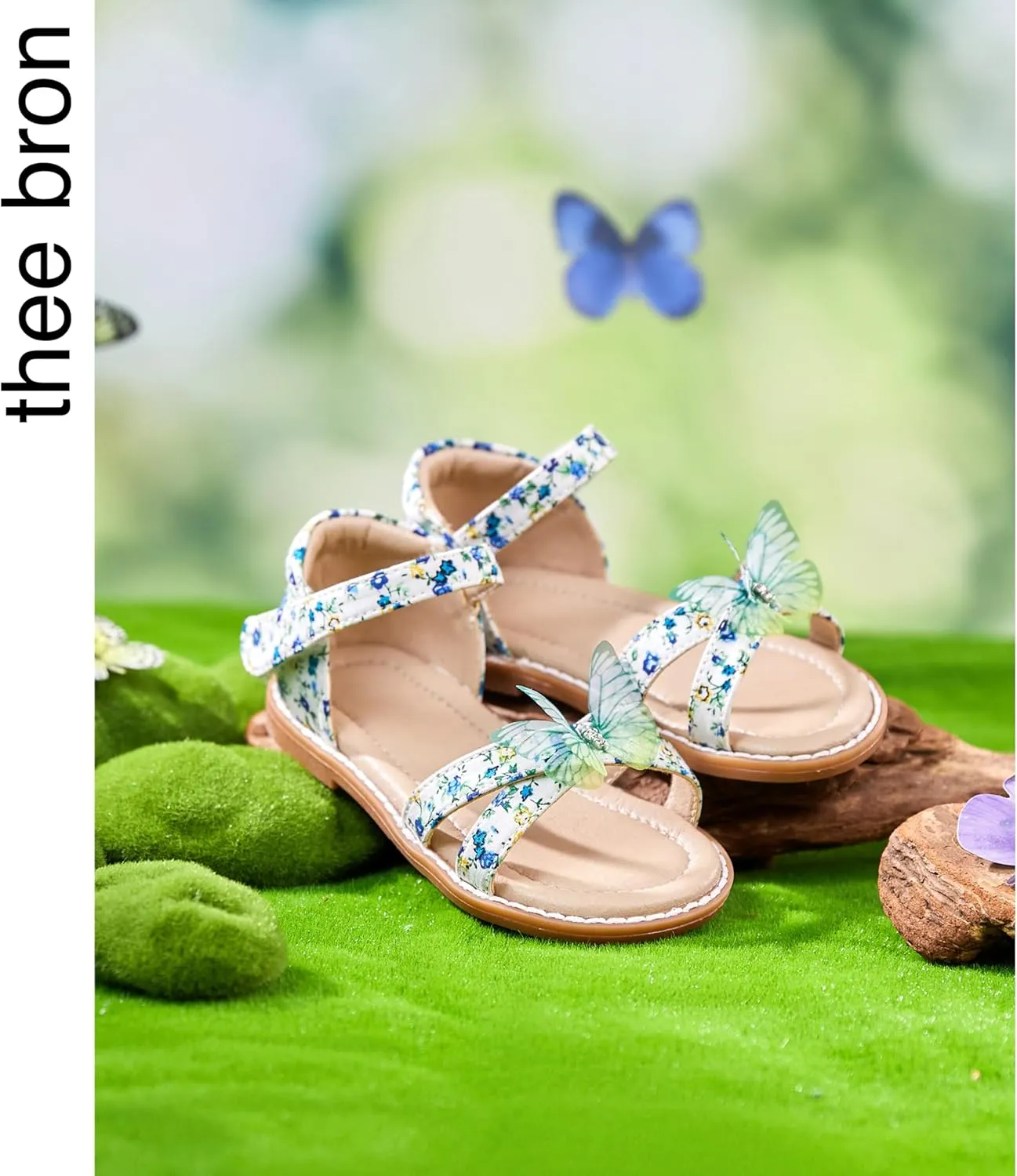 THEE BRON Toddler Girls Dress Sandals Kids Butterfly Floral Summer Sandalias Shoes