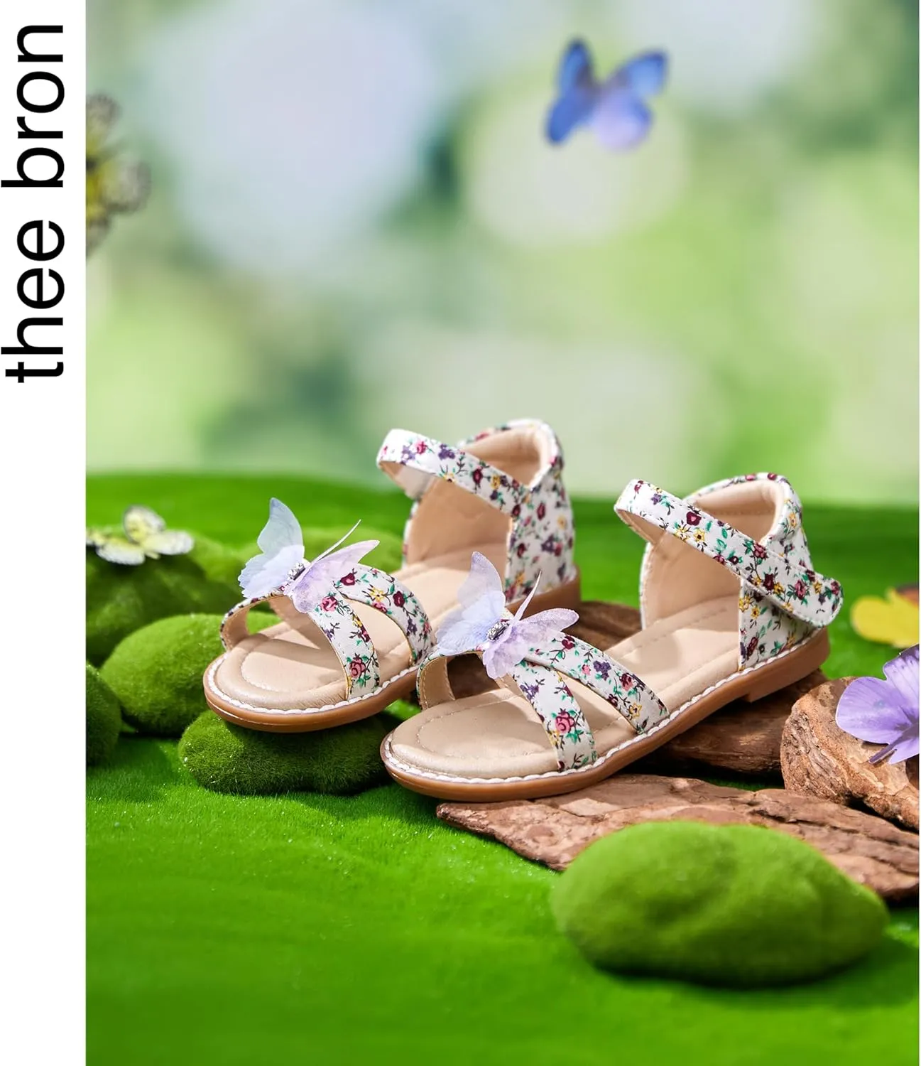 THEE BRON Toddler Girls Dress Sandals Kids Butterfly Floral Summer Sandalias Shoes