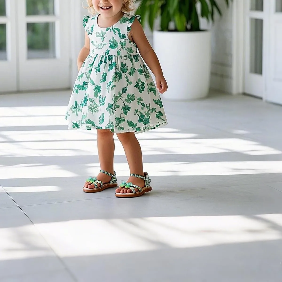 THEE BRON Toddler Girls Dress Sandals Kids Butterfly Floral Summer Sandalias Shoes