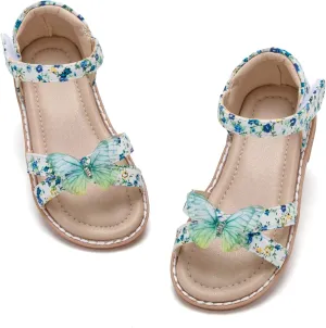 THEE BRON Toddler Girls Dress Sandals Kids Butterfly Floral Summer Sandalias Shoes